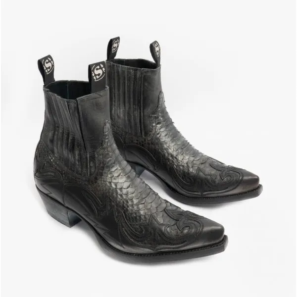 4660P Mens Python Cowboy Boots Grey