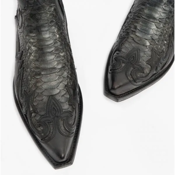 4660P Mens Python Cowboy Boots Grey