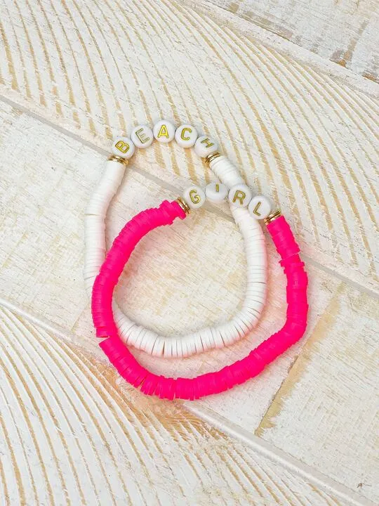 'Beach Girl' Disc Stretch Bracelet Set