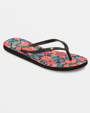 Bermuda Sandals - Black/Cactus Flower