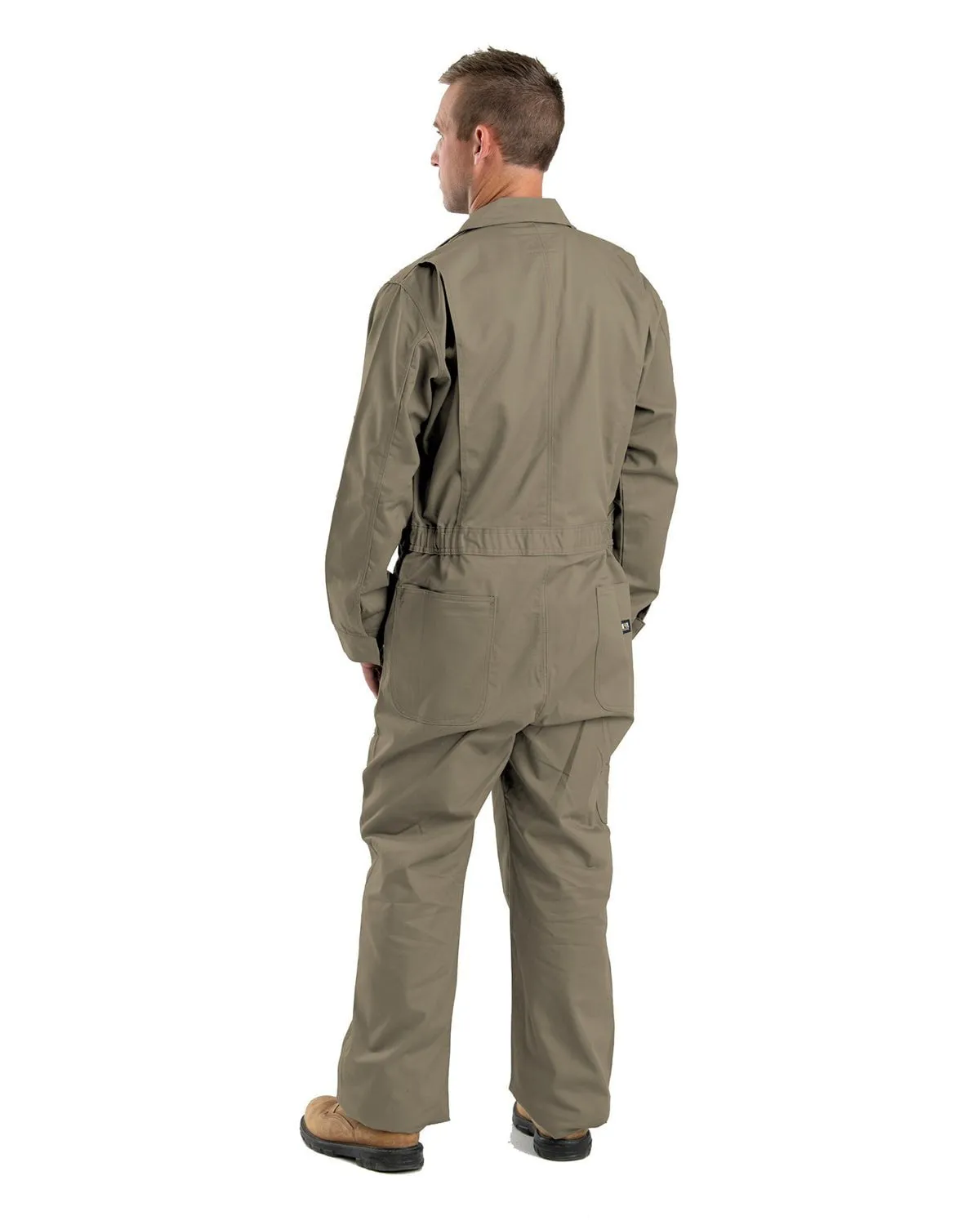 Berne Apparel Mens Flame Resistant Unlined Khaki Cotton Blend Work Coverall