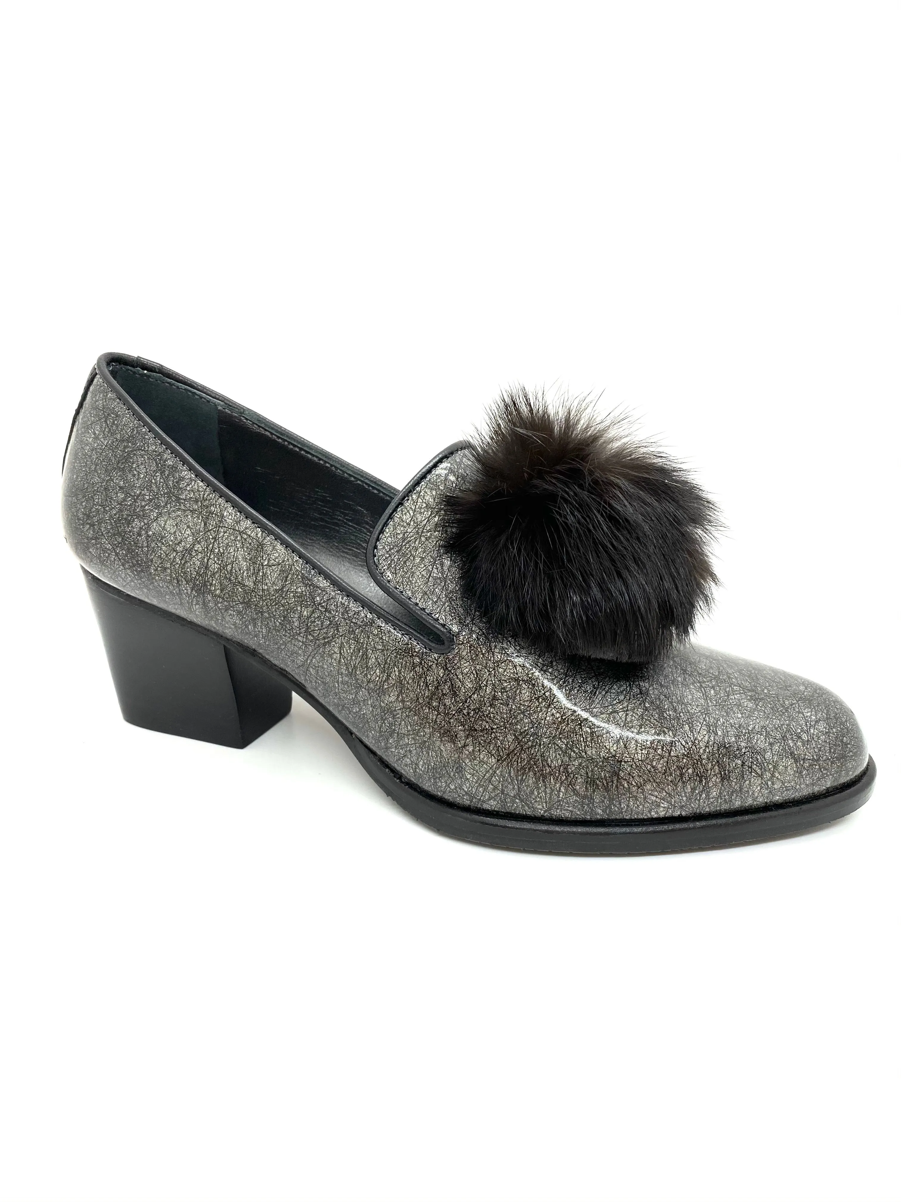 Block Heel Pom Pom Loafer