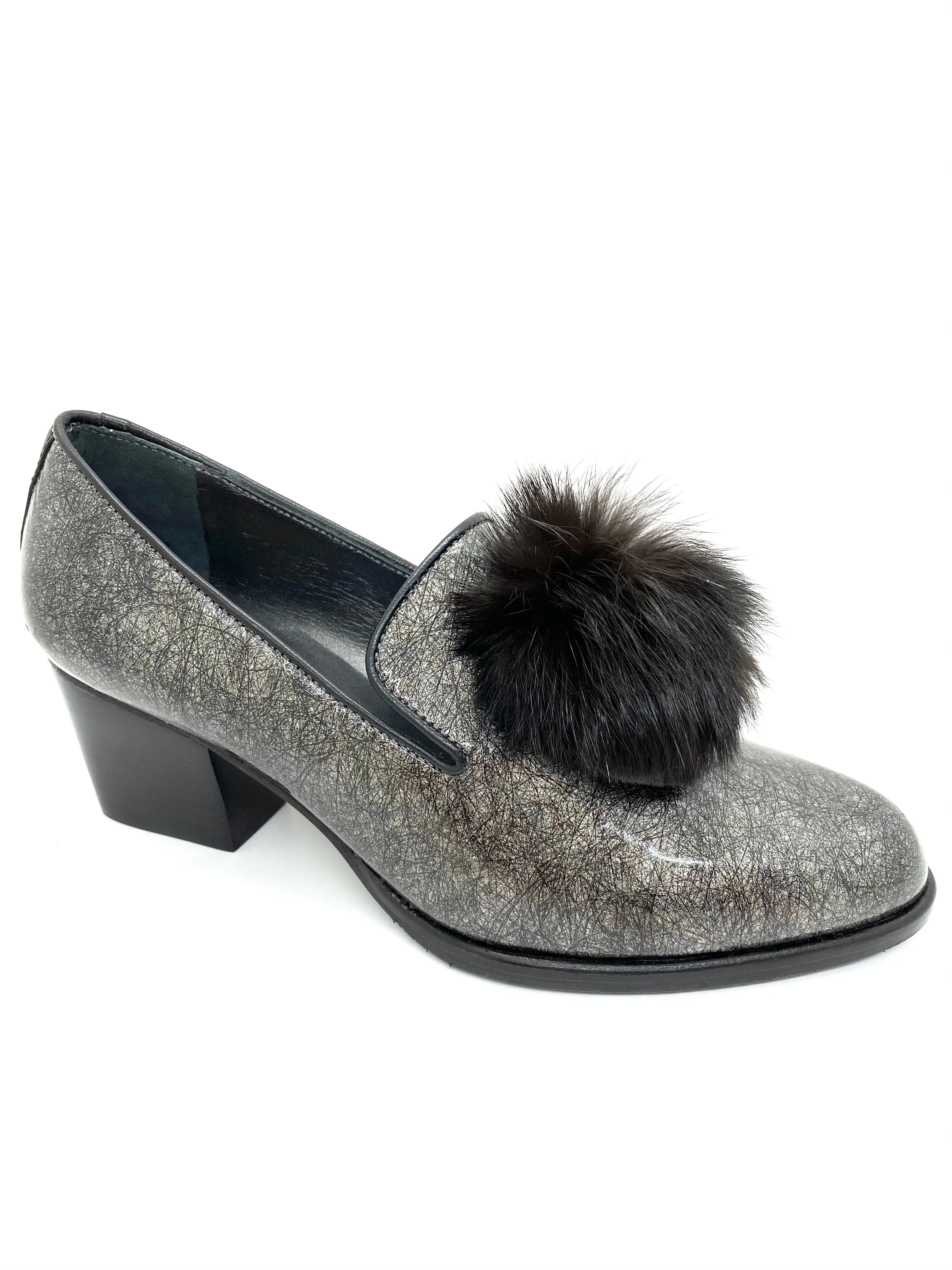 Block Heel Pom Pom Loafer