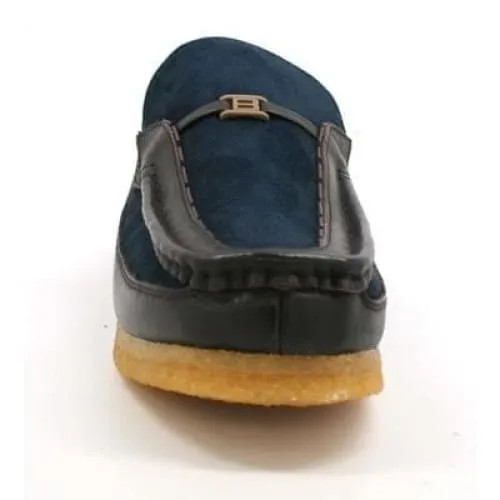 British Walkers Power Men's Navy and Brown Suede Old School Slip On