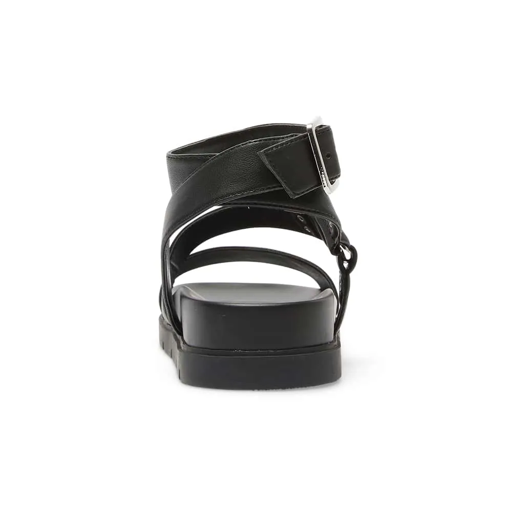 Cancun Sandal in Black Smooth