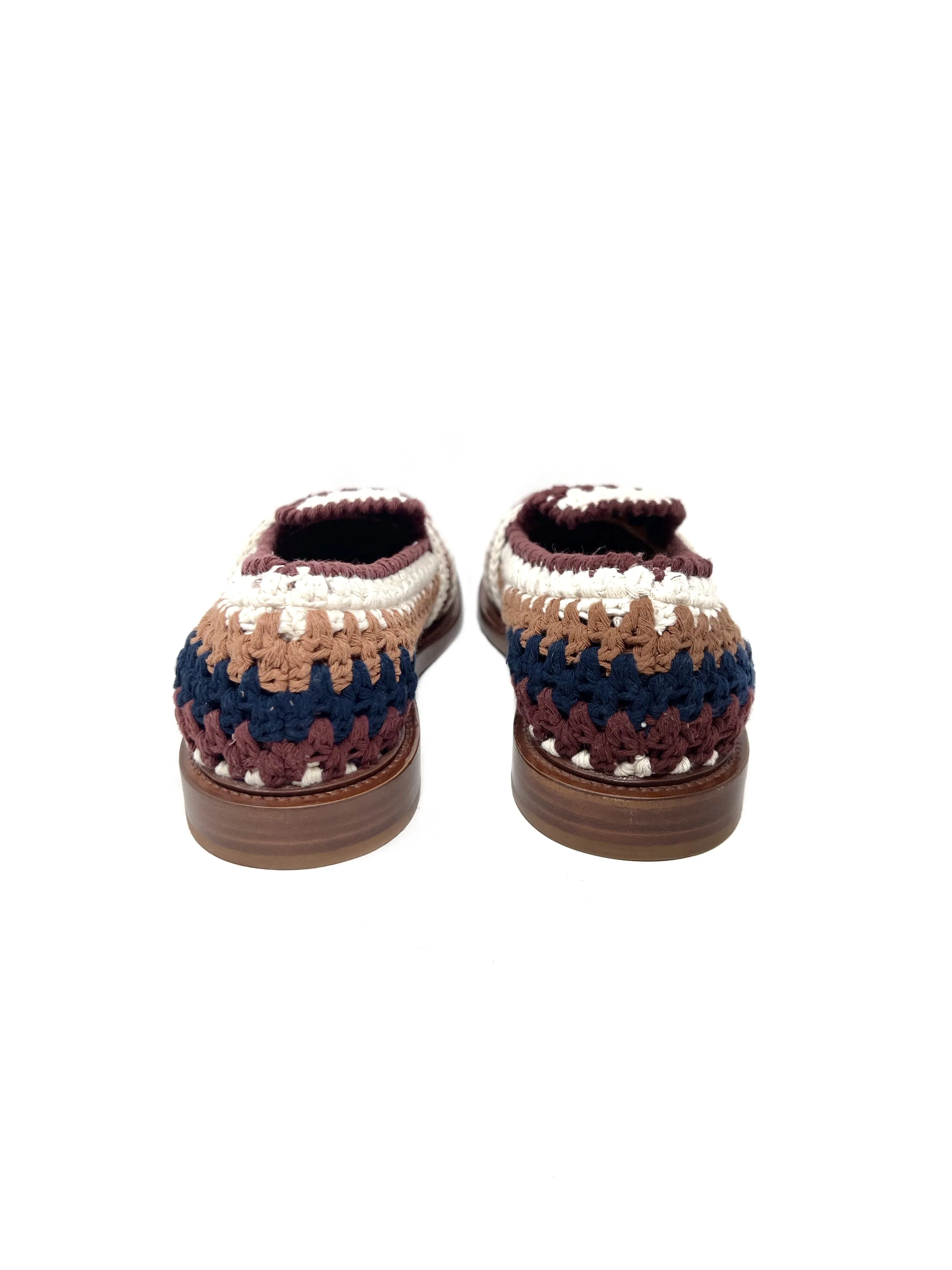 Chloe Brown Multi WB! 'Kayla' Crochet Knit Loafers