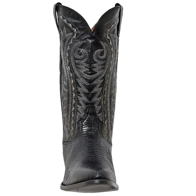 Dan Post Mens Cowboy Boots Black Lizard Skin With R Toe