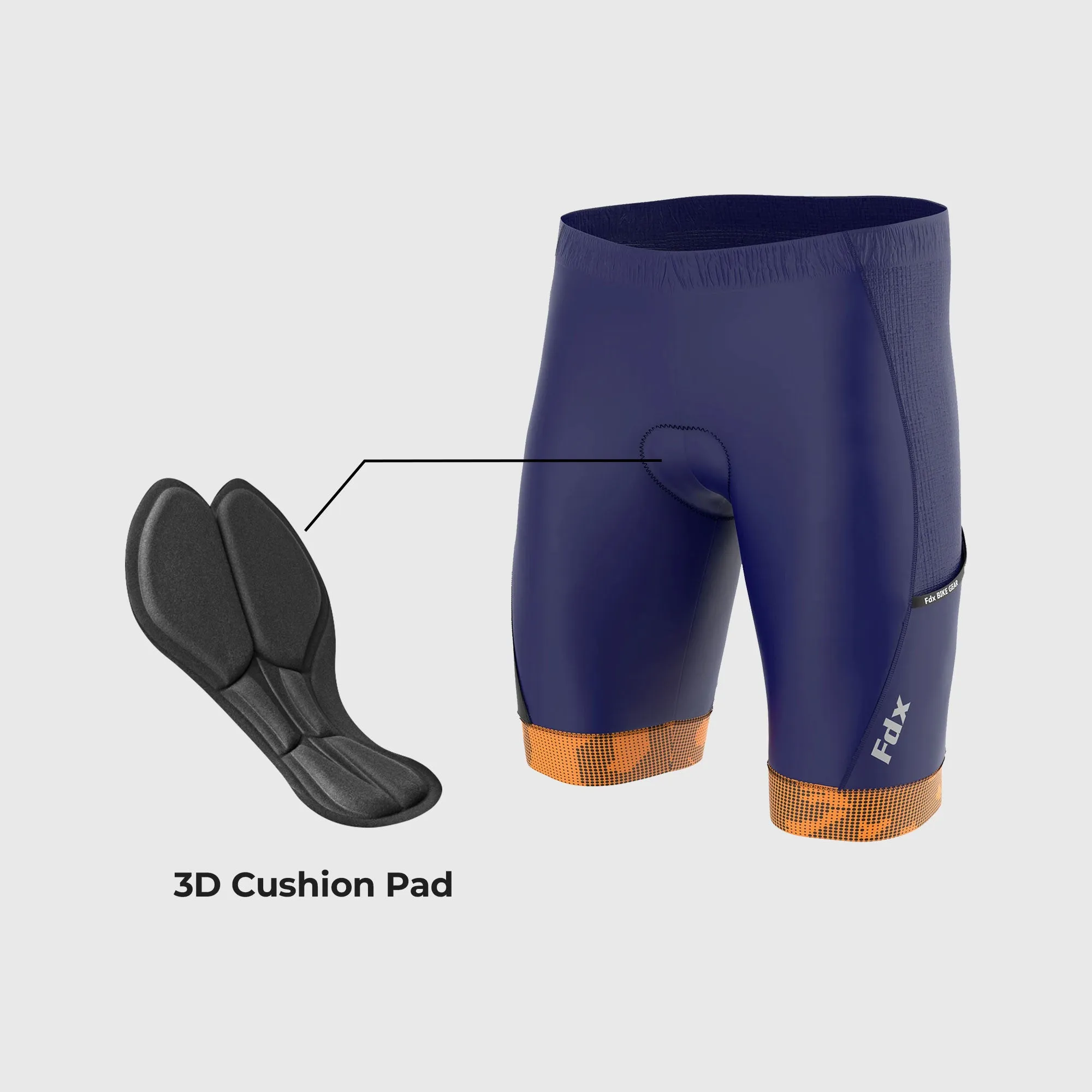 Fdx All Day Navy Blue Men's & Boy's Padded Summer Cycling Shorts