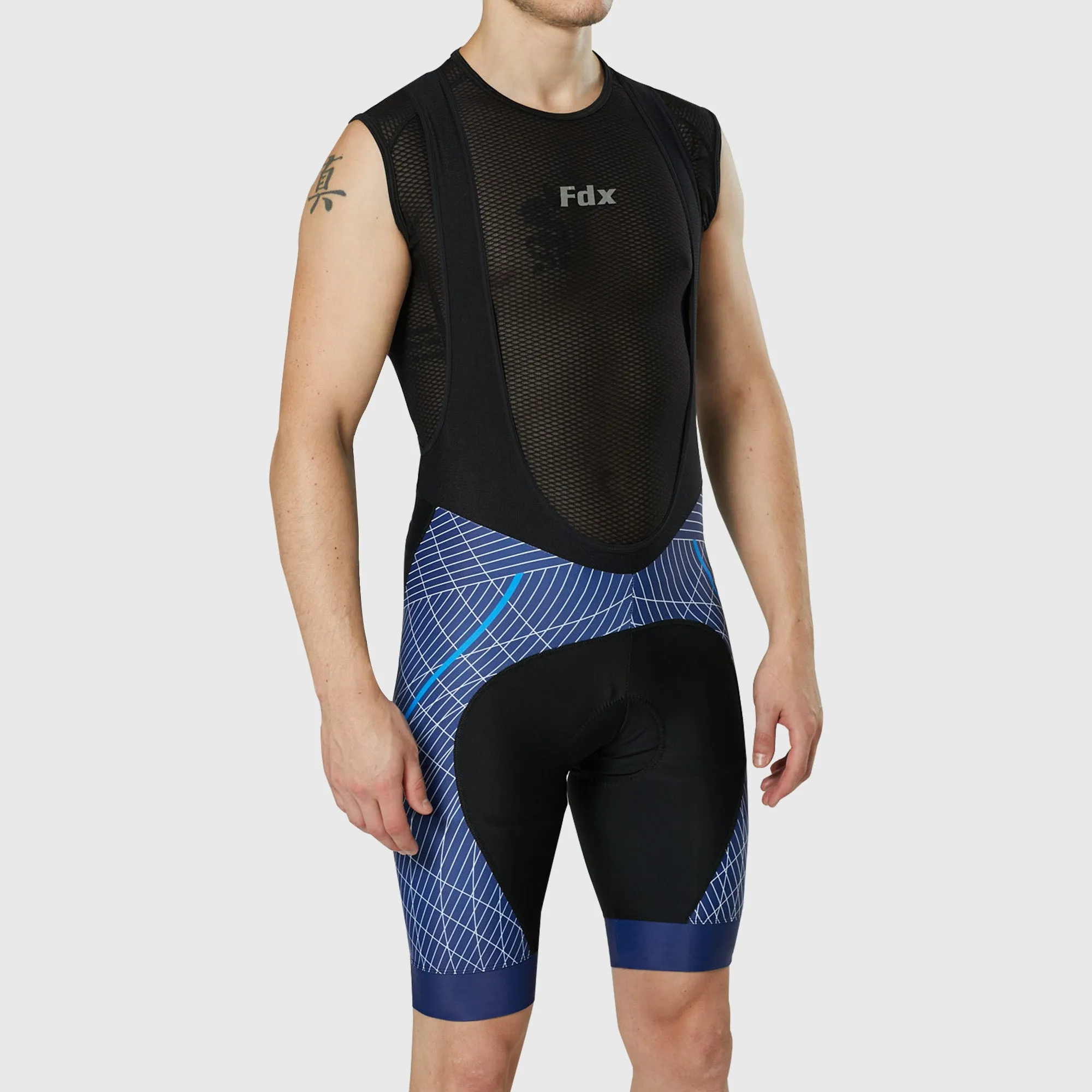 Fdx Men's & Boy's Set Classic II Blue Short Sleeve Jersey & Bib Shorts