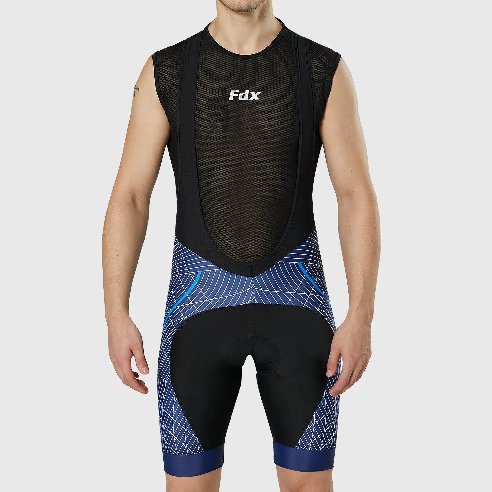 Fdx Men's & Boy's Set Classic II Blue Short Sleeve Jersey & Bib Shorts