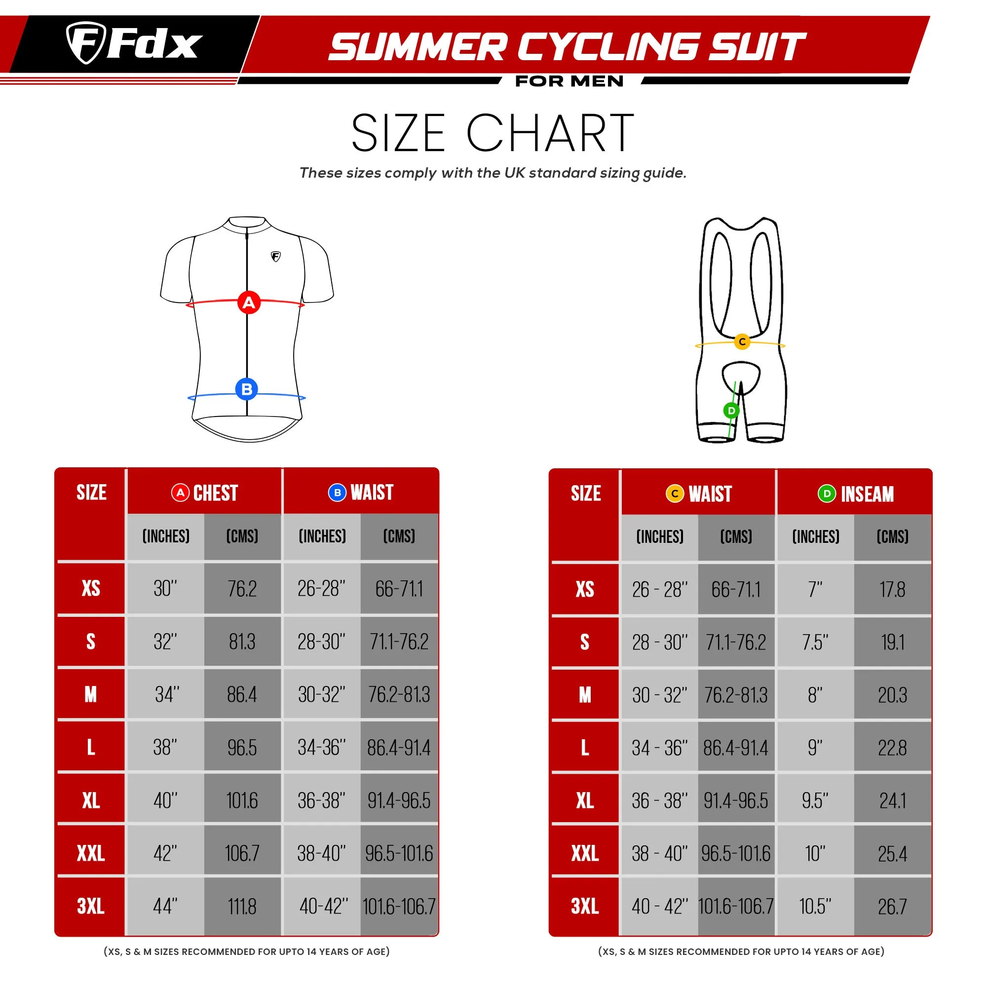 Fdx Men's & Boy's Set Classic II Blue Short Sleeve Jersey & Bib Shorts