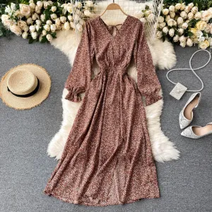 Floral Bohemian Long Sleeve Dress, Boho Maxi Dress for Women