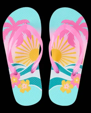 Girls Tropical Flip Flops - Multi Color