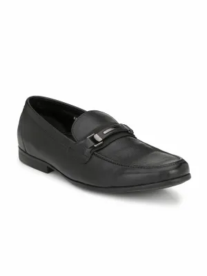 Hitz Men's Black Slip-On Comfort Leather Shoes