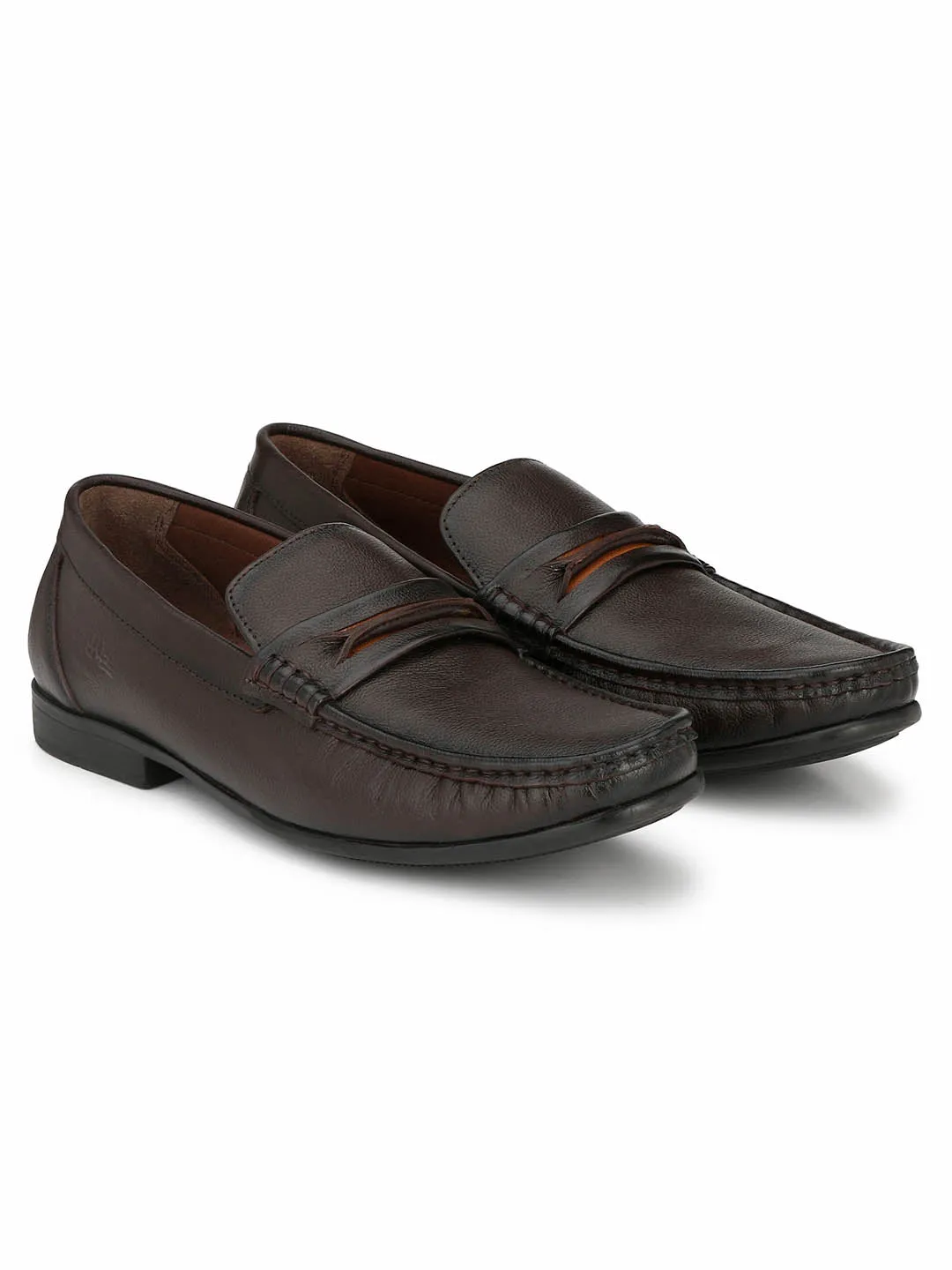 Hitz Men's Brown Slip-On Comfort Leather Shoes