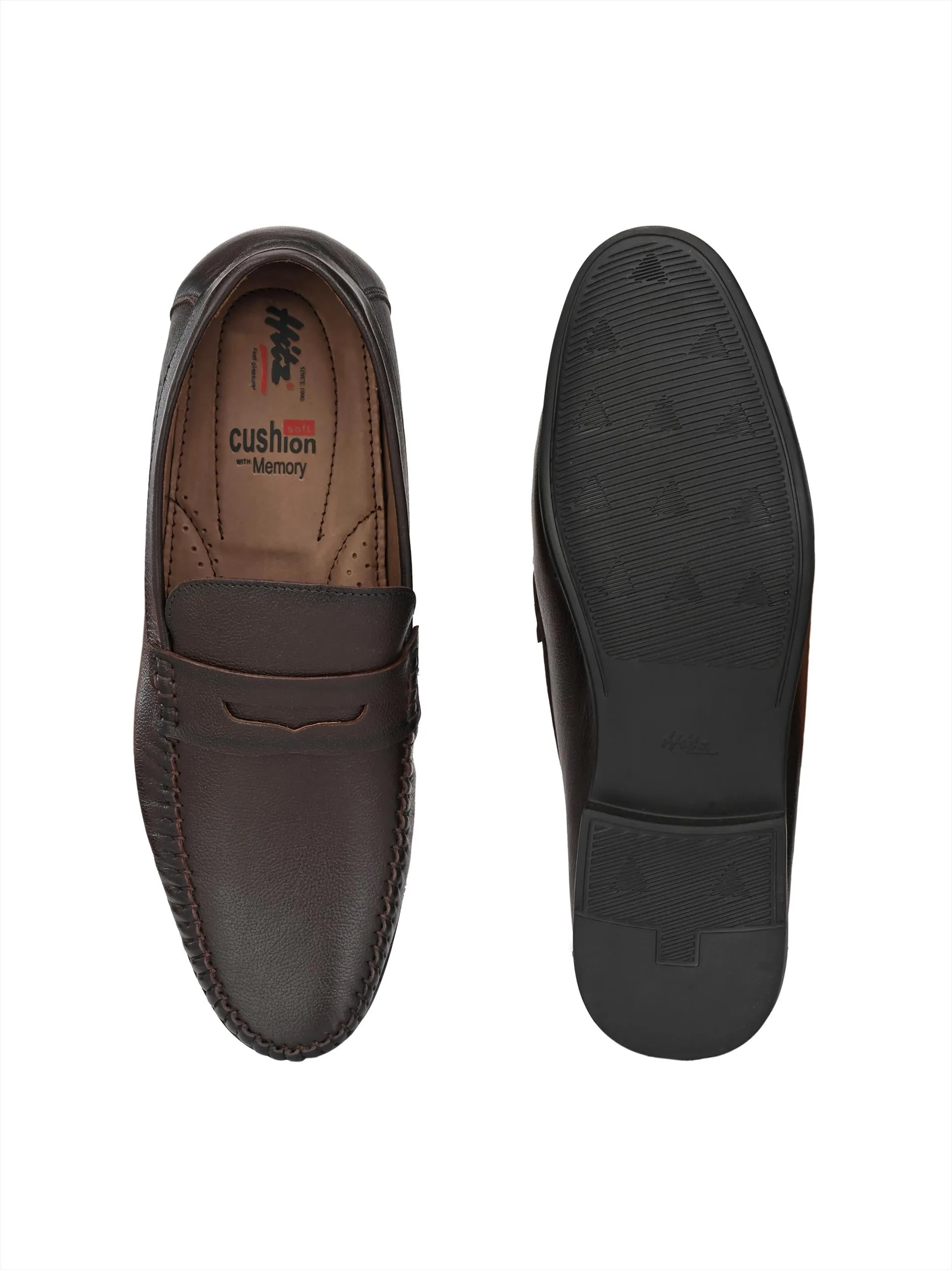 Hitz Men's Brown Slip-On Comfort Leather Shoes