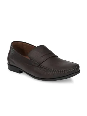 Hitz Men's Brown Slip-On Comfort Leather Shoes