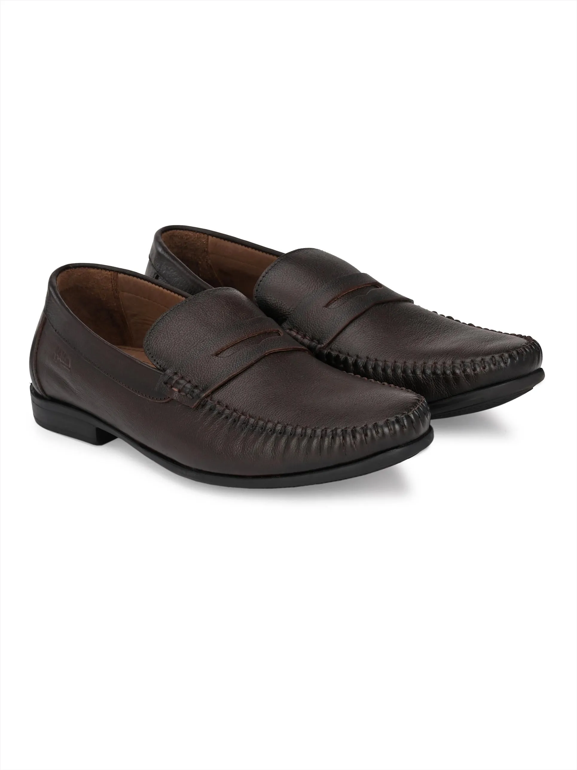 Hitz Men's Brown Slip-On Comfort Leather Shoes