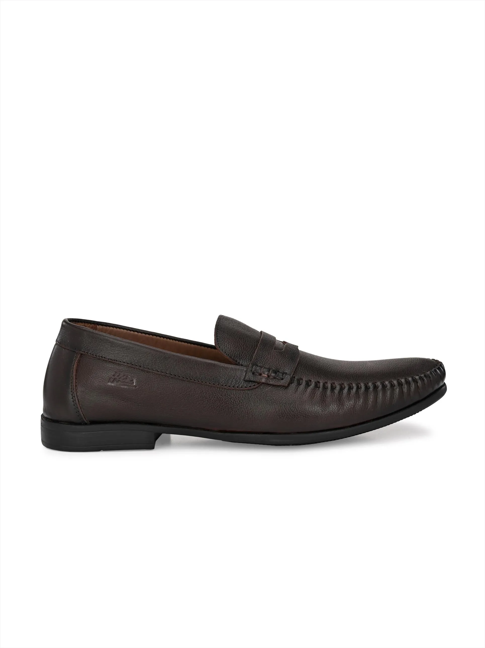 Hitz Men's Brown Slip-On Comfort Leather Shoes