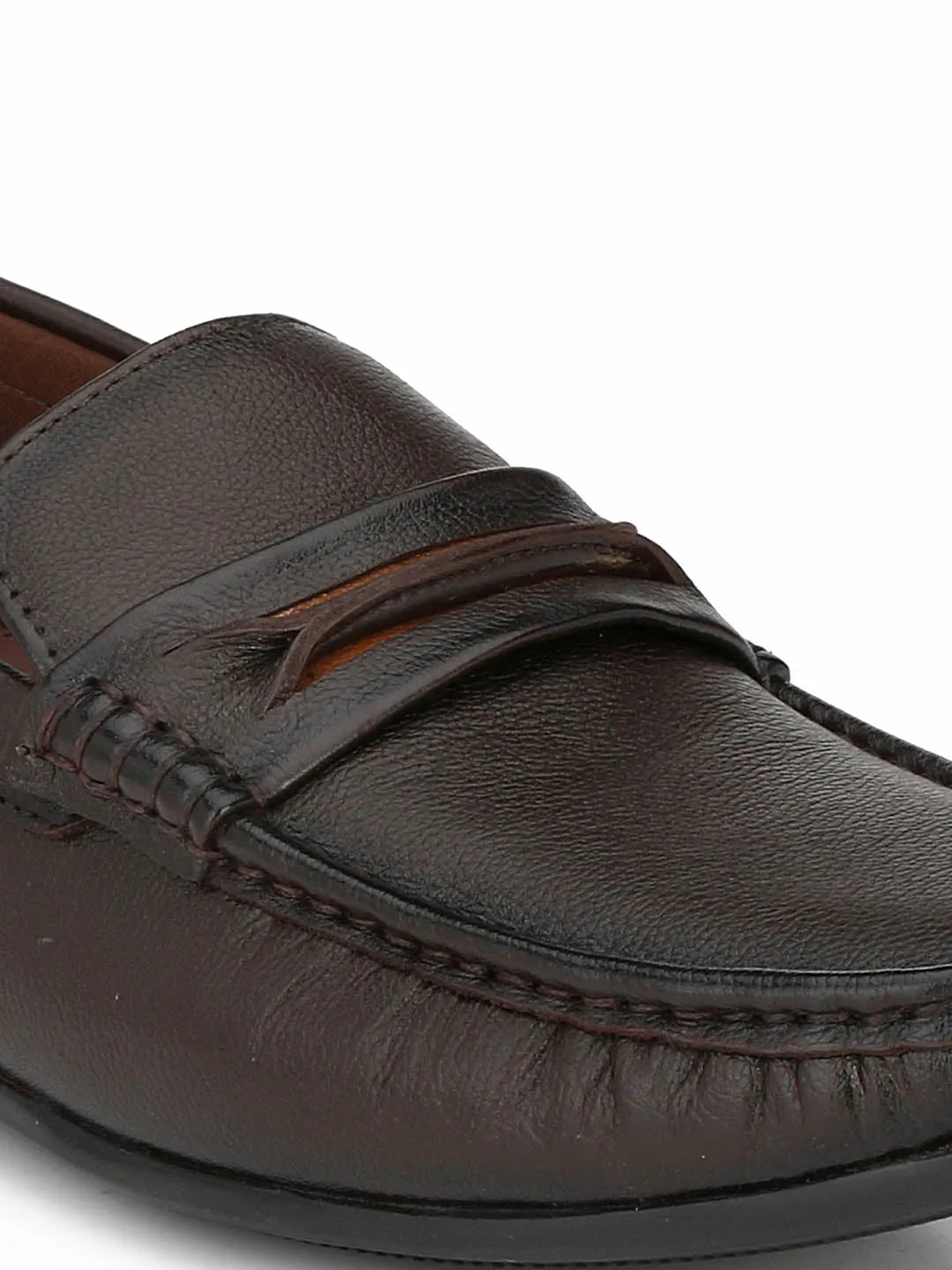 Hitz Men's Brown Slip-On Comfort Leather Shoes