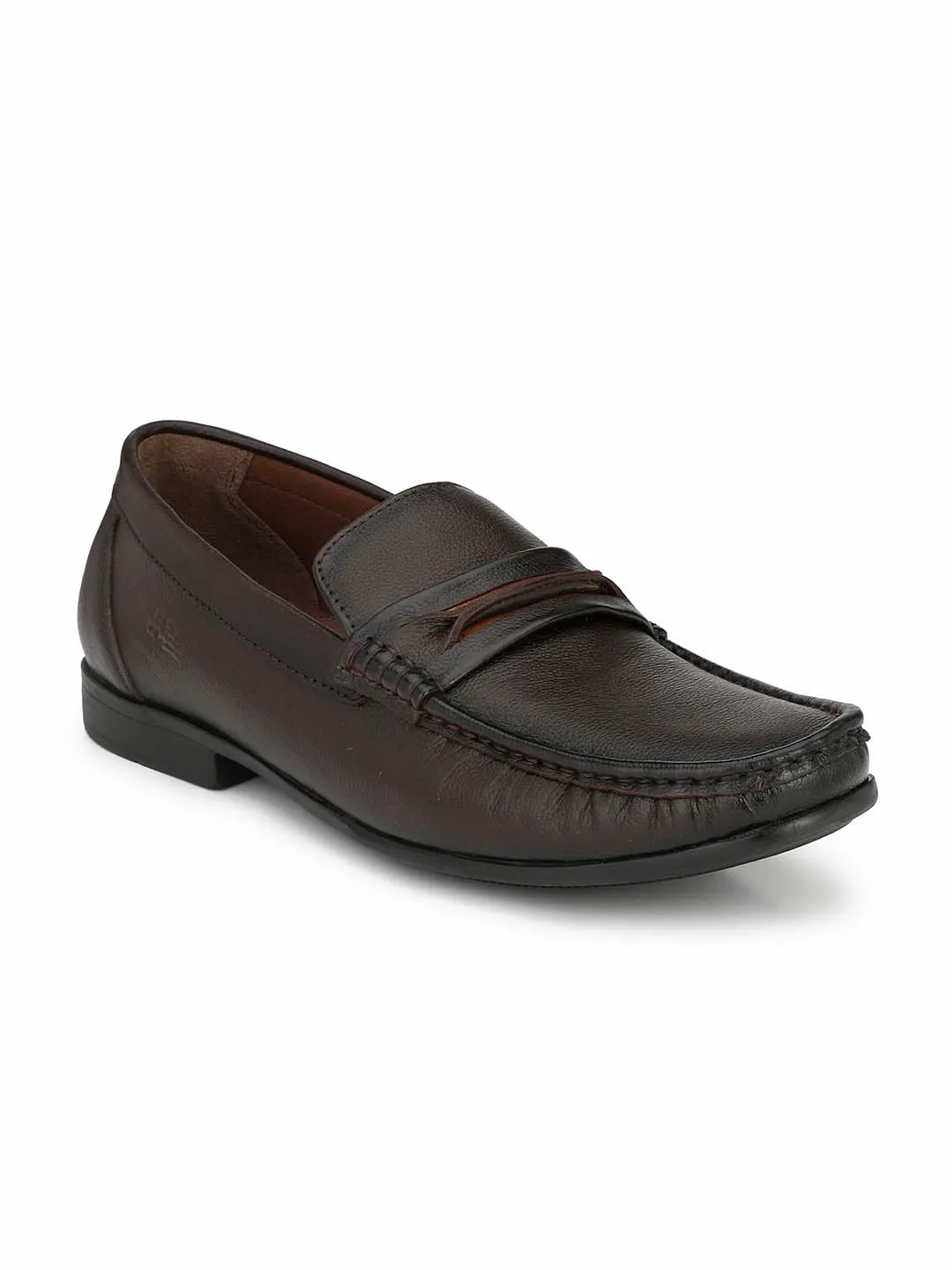 Hitz Men's Brown Slip-On Comfort Leather Shoes