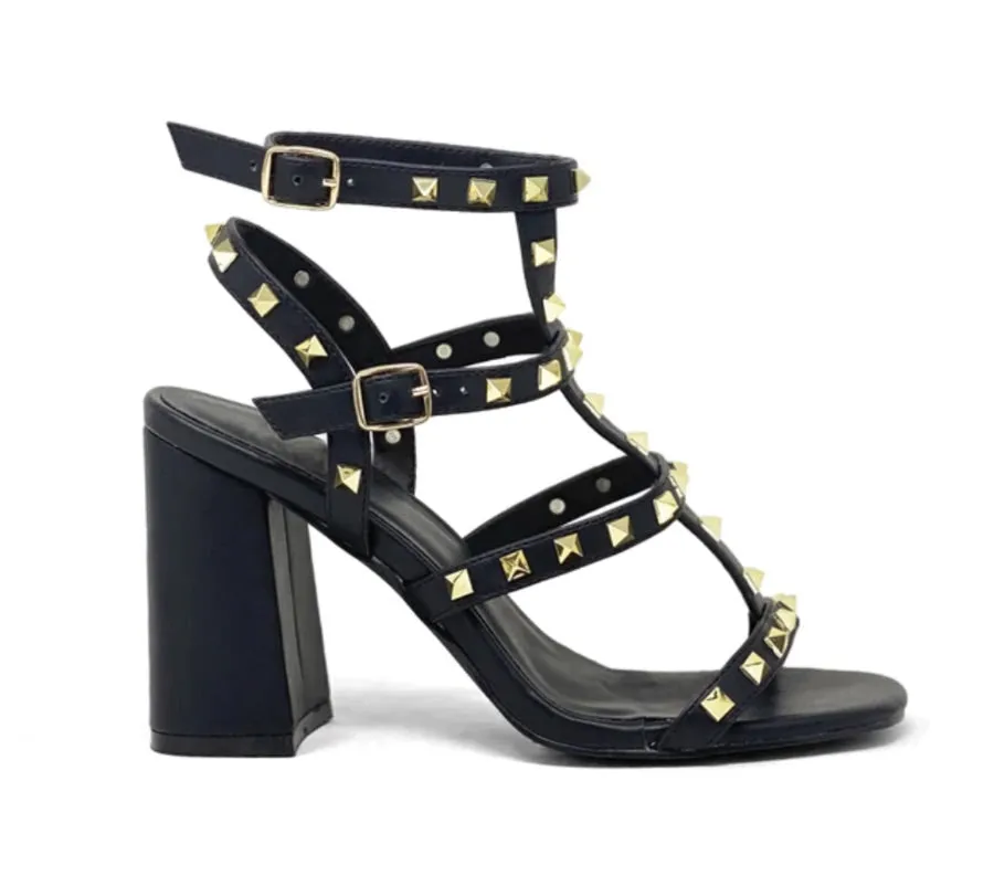 Huici Studded Black Heels