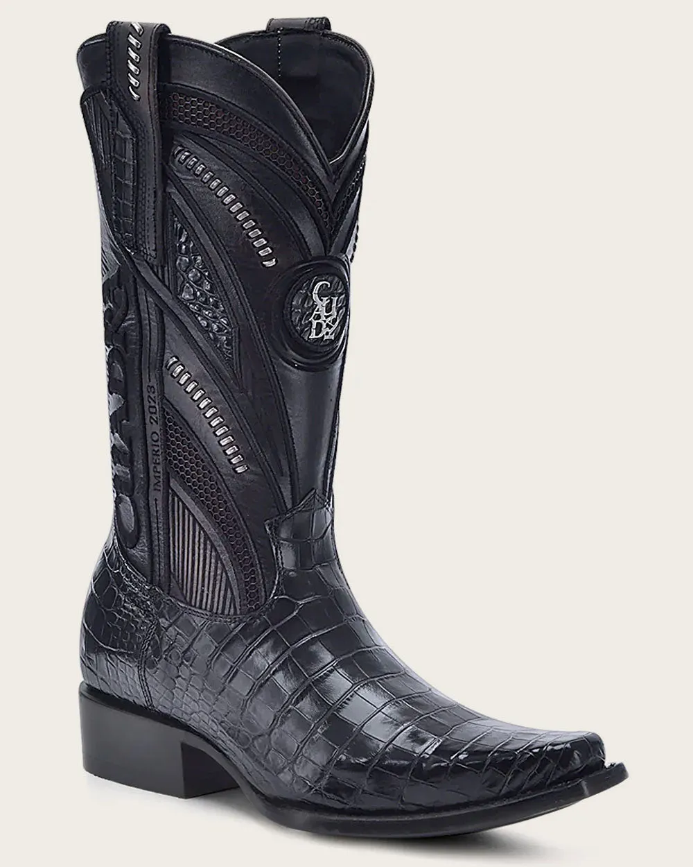 Imperio Black Premium Exotic Leather Ankle Boots