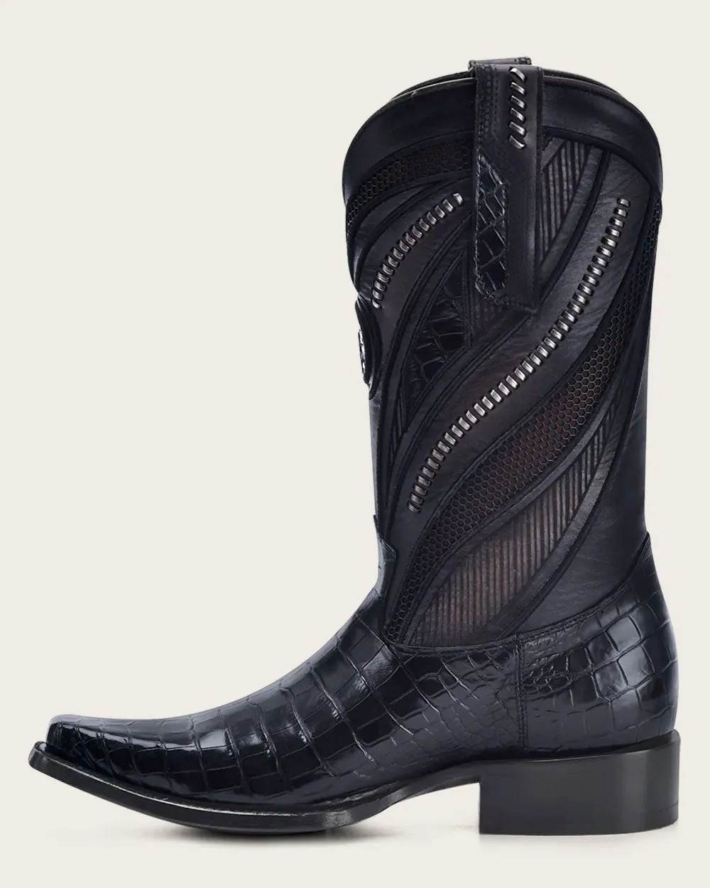 Imperio Black Premium Exotic Leather Ankle Boots