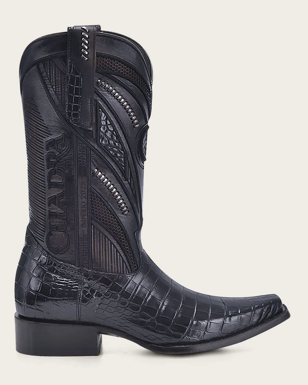 Imperio Black Premium Exotic Leather Ankle Boots