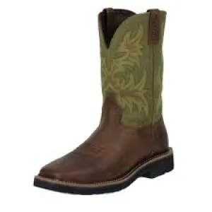 Justin Men's (SE4687) Stampede Collection 11" Hunter Green Square Toe Pull-On Work Boot