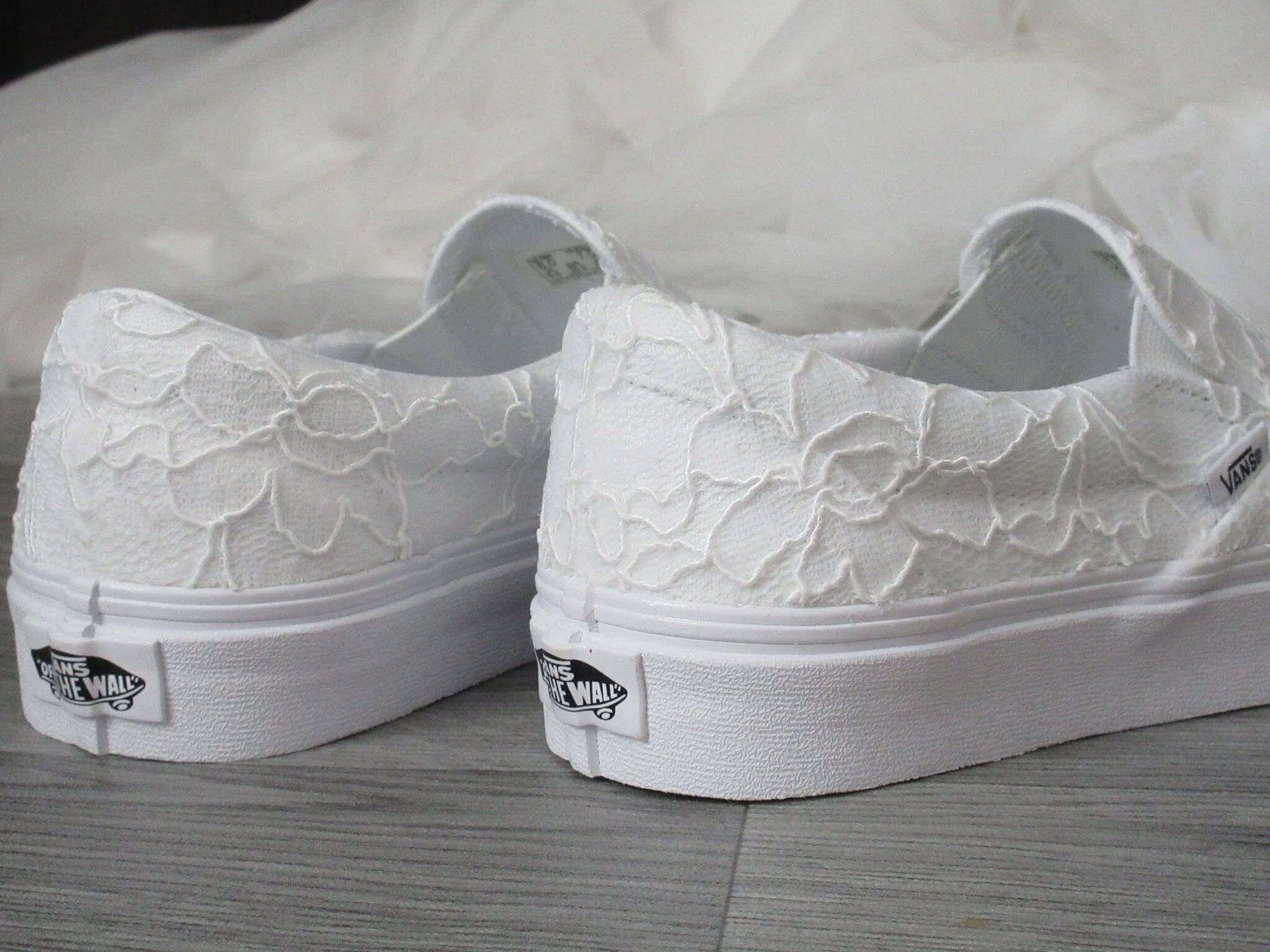 Lace Slip On Vans Wedding Trainers For Brides.