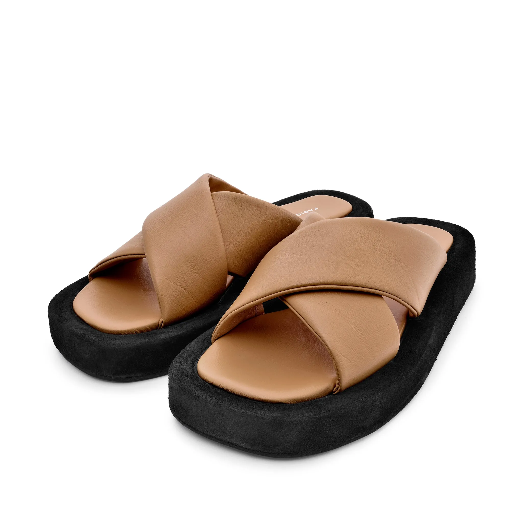 Luna Beige Leather Flat Sandals