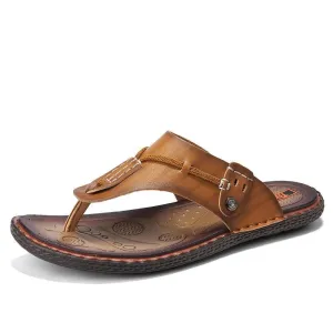 Men's Open Toe Flip-Flops with Adjustable Strap Buckle