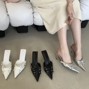 Pointed Toes, Stiletto Look, Cat Heel Slip on Shoes