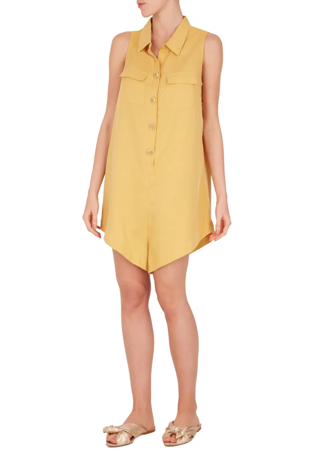 Safari Solid Playsuit with Pockets