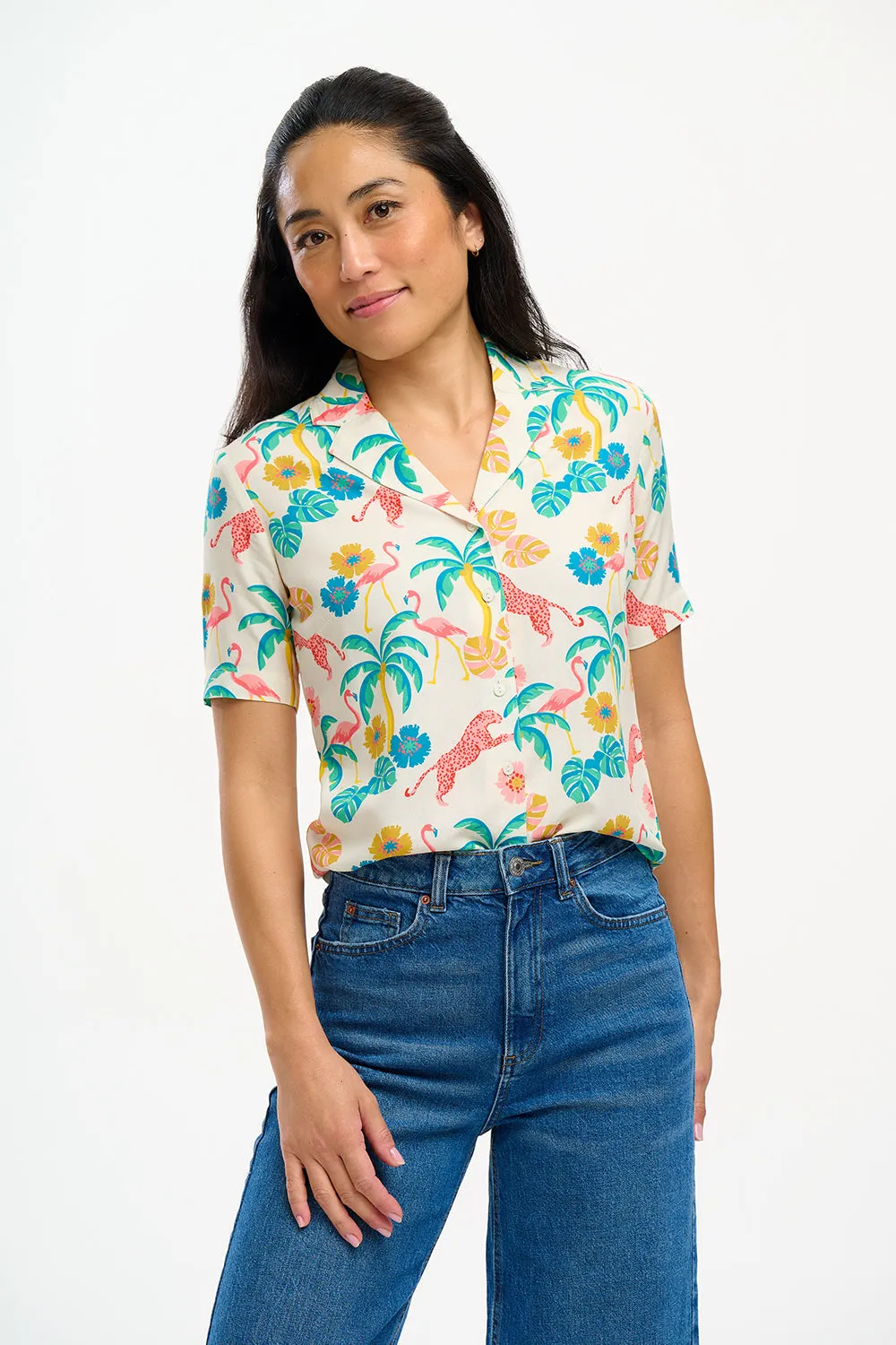 Santana Shirt - Off-White/Multi, Summer Jungle