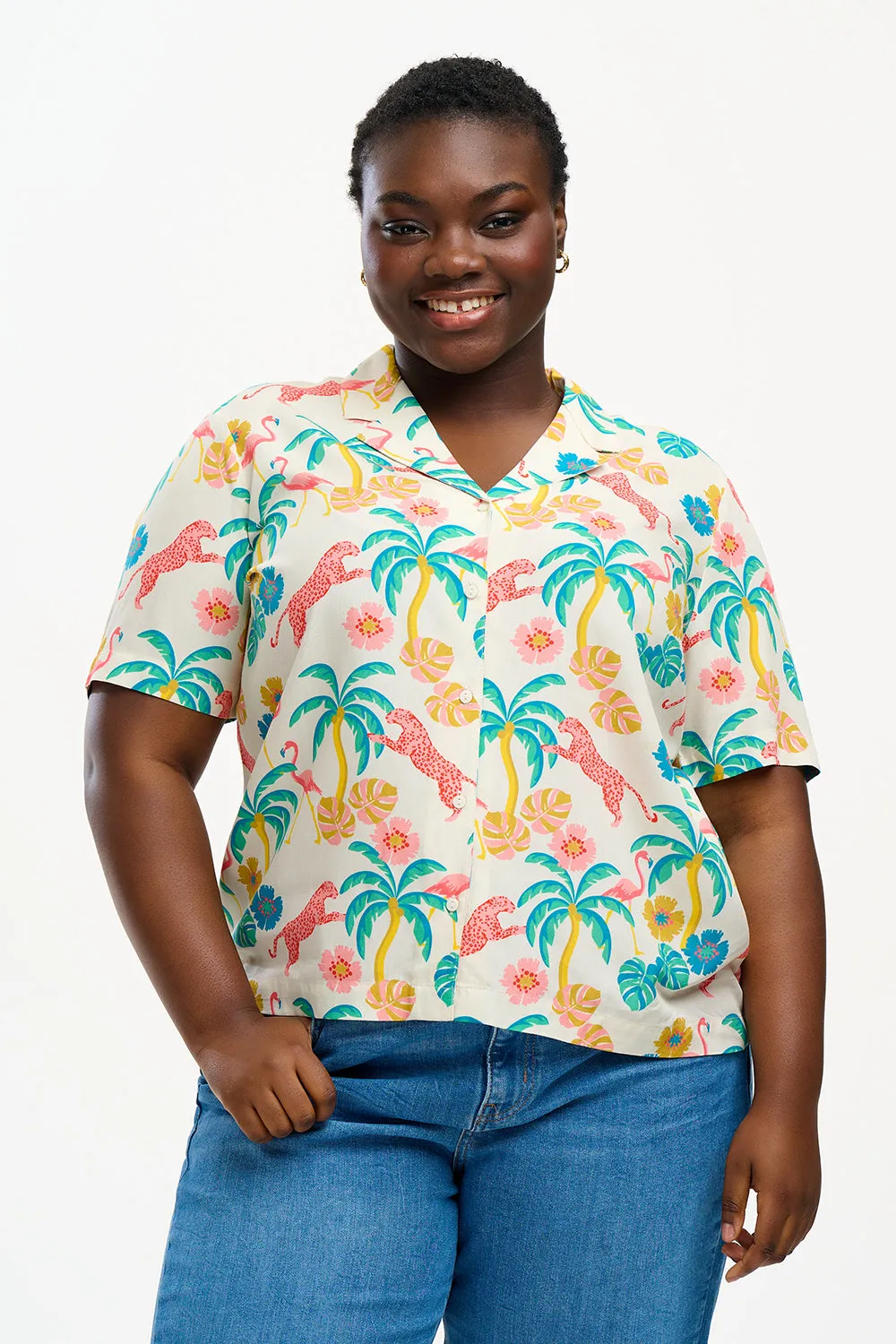 Santana Shirt - Off-White/Multi, Summer Jungle