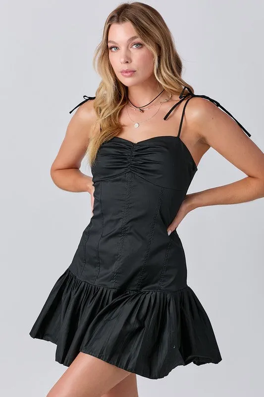 Sweetheart Neckline Pleated Mini Dress